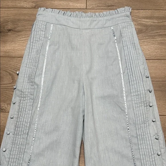 Free People × Nigel Preston Wide Flare Trousers High Rise Light Blue Size XS - Picture 4 of 15